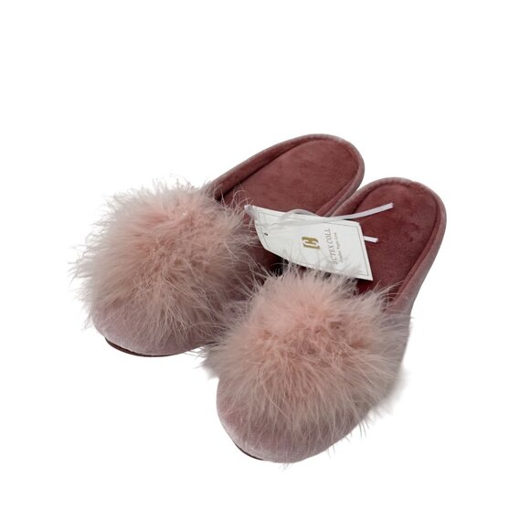 BCTEX COLL Luxury Pink Vegan Fur Pom Pom Slippers US Size 5/6 - Picture 2 of 11